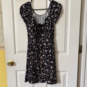 No Boundaries Black Floral Mini Dress